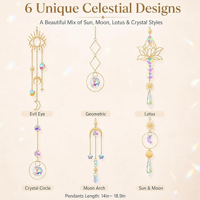 ilclviz Suncatcher Crystal Hanging Sun Catcher Prism with Chain Pendant Ornament Crystal Balls for Window