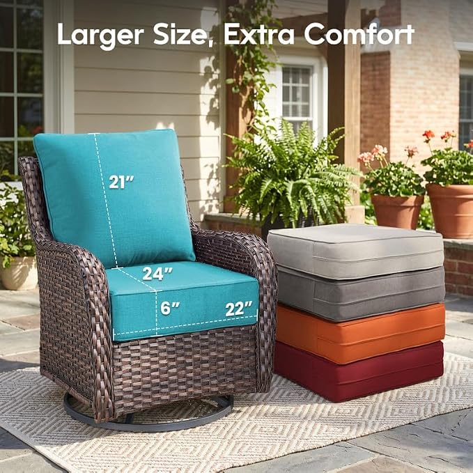 Luxury 22*24*6in Outdoor Patio Cushions, 8 Pieces Teal Outdoor Cushion | 6'' Thick Outdoor Cushions, Water-Resistant, Reversible, Removable Cover, for Patio Chairs Sofa Couch Loveseat