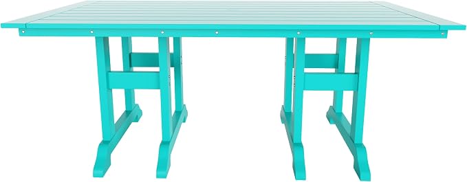 WestinTrends Malibu 6 Piece Adirondack Patio Dining Set with Bench, All Weather Poly Lumber Outdoor Table and Chairs, 71" Trestle Dining Table, 4 Adirondack Chair with Dining Bench, Turquoise
