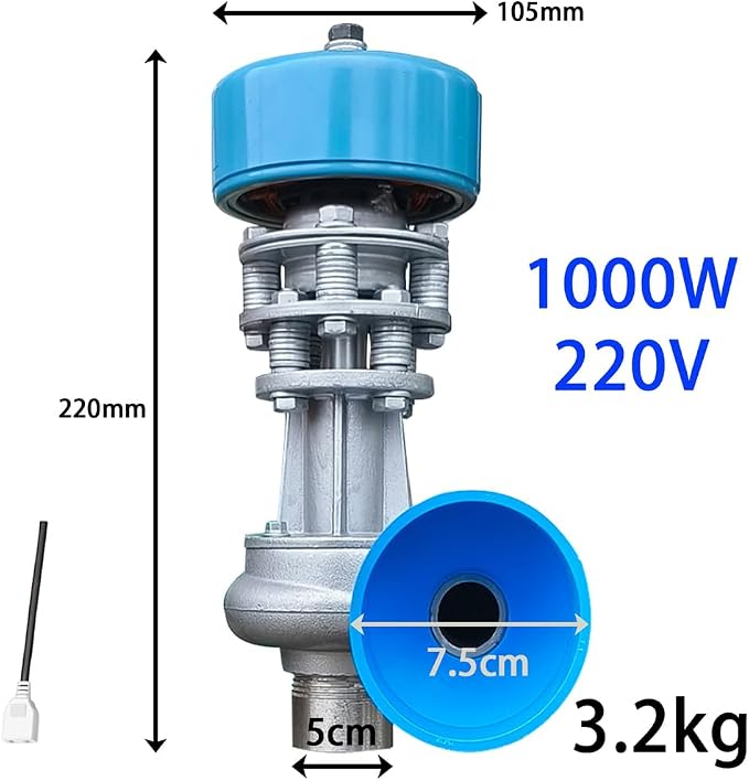 1000W Micro Hydroelectric Generator 220V Single Pipe AC Hydro Generator Water Turbine Generator with Ballast and 75mm PVC Inlet Fitting, for Outdoor Camping, Lighting, Charging,1kw,220V