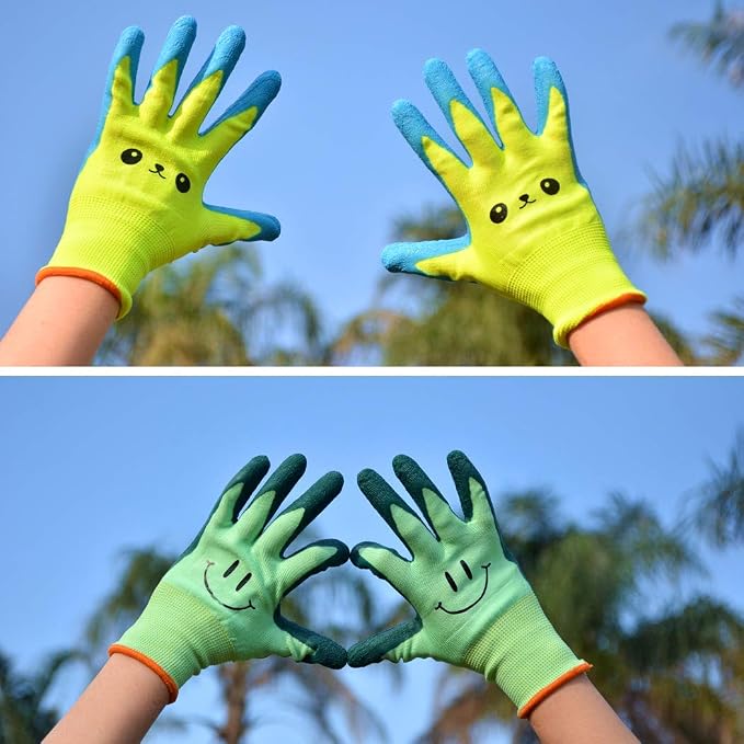 Kids Gardening Gloves for Ages 2-12 Toddlers, Youth, Girls, Boys, Children Garden Gloves for Yard Work (Size 5 for 9, 10 Year Old)