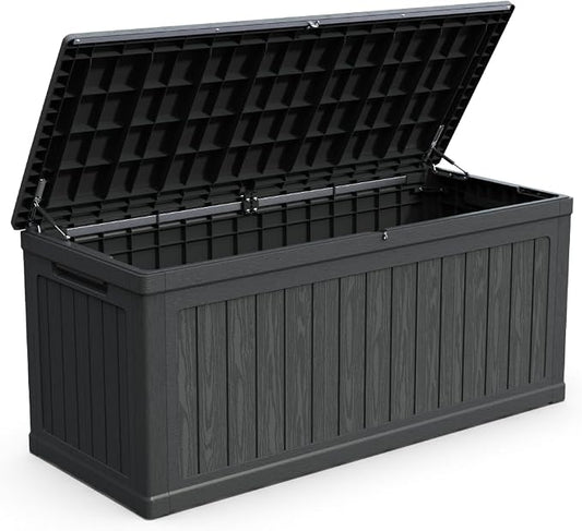XXL Outdoor Storage Deck Box with 260 Gallon Capacity, Waterproof Resin Construction for Patio Furniture and Garden Tools