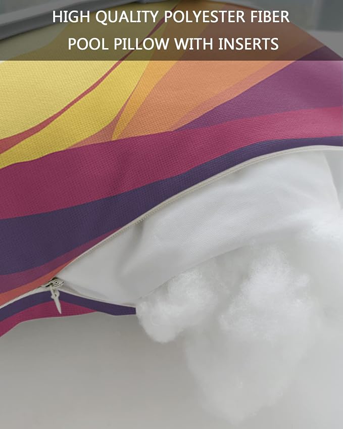 Outdoor Pillows Covers with Inserts Sunset Mountain Yellow Beautiful Abstract Painting Waterproof Pillow with Adjustable Strap Throw Pillows for Patio Furniture Recliner Lounge Chair, 11x16 inch, 1PCS