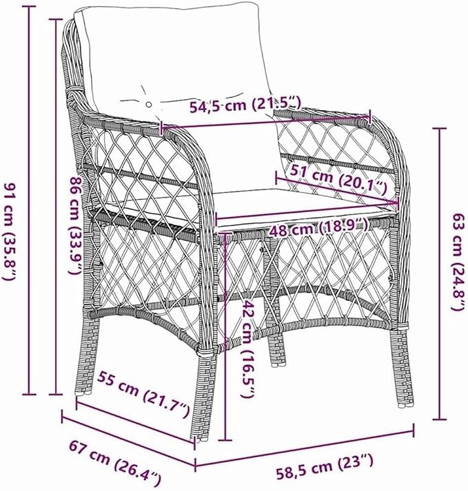 Afuera Living 7 Piece Poly Rattan Patio Dining Set, Powder-Coated Steel Frame, Black Finish, Cushioned Seating, Tempered Glass Tabletop, Weather-Resistant Outdoor Furniture for Garden or Patio Dining