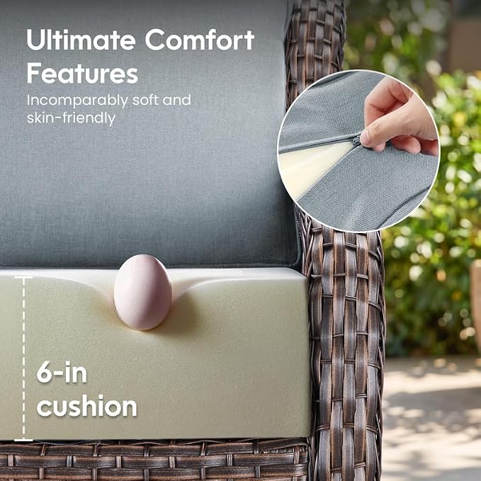 Luxury 22*24*6in Outdoor Patio Cushions, 6 Pieces Sky Blue Outdoor Cushion | 6'' Thick Outdoor Cushions, Water-Resistant, Reversible, Removable Cover, for Patio Chairs Sofa Couch Loveseat