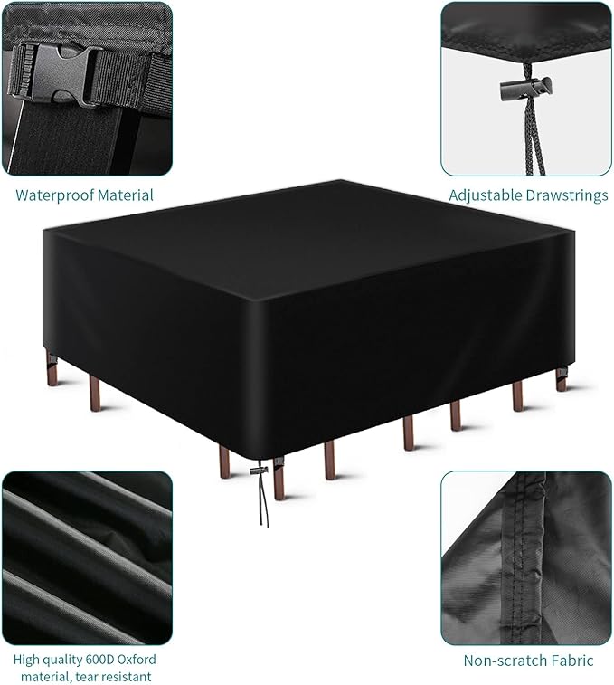 Patio Furniture Cover ,Waterproof Outdoor Sectional Couch Set Covers ,General Purpose, Outside Table and Chair Covers,Rectangular Heavy Duty Weatherproof 90"Lx65"Wx31"H