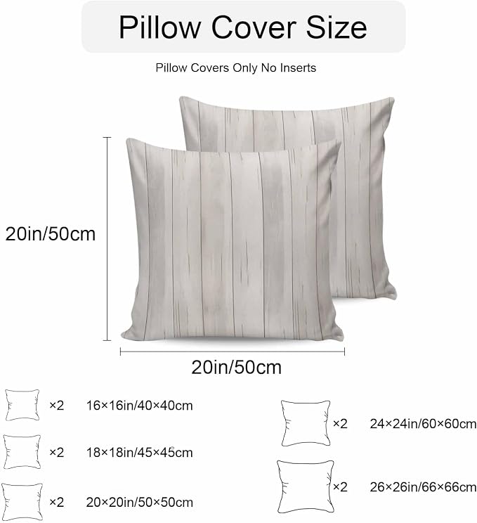 Beige Outdoor Pillow Covers 16x16 Inch Throw Pillow Covers Set of 2 Waterproof Decorative Pillow Cases Farmhouse Simple Abstract Striped Wooden Grain Cushion Covers for Patio Furniture Garden Couch