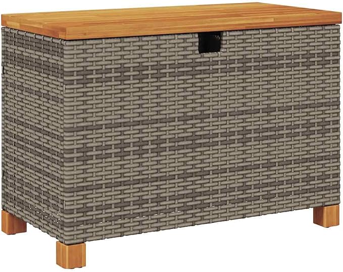 Outdoor Storage Box Rectangular Garden Deck Box with PE Rattan and Steel Frame 31.5x15.7x18.9 Inch Weather Resistant for Patio Garden Balcony