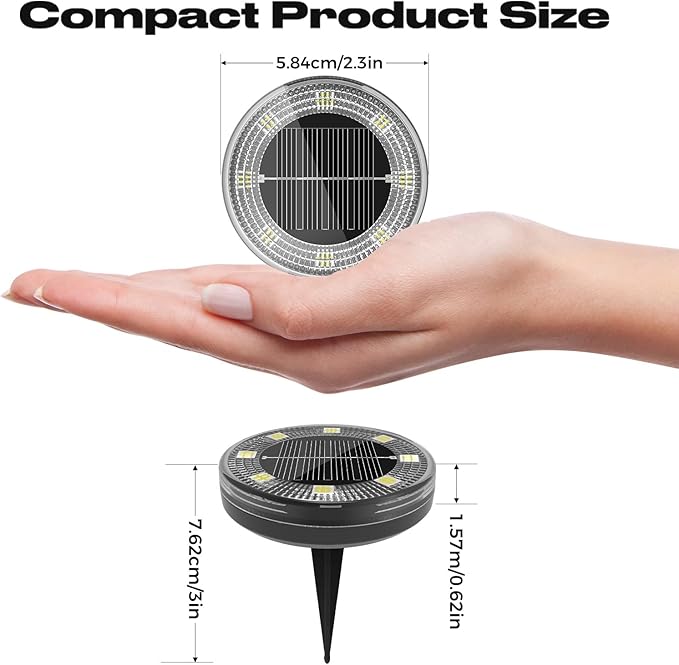 Peasur Mini Solar Ground Lights, 24 Pack Flat Solar Disc Lights Outdoor Waterproof, 2.3 Inch Small Solar Garden Lights Landscape Lighting for Outside Pathway Garden Yard Lawn Walkway,Cool White