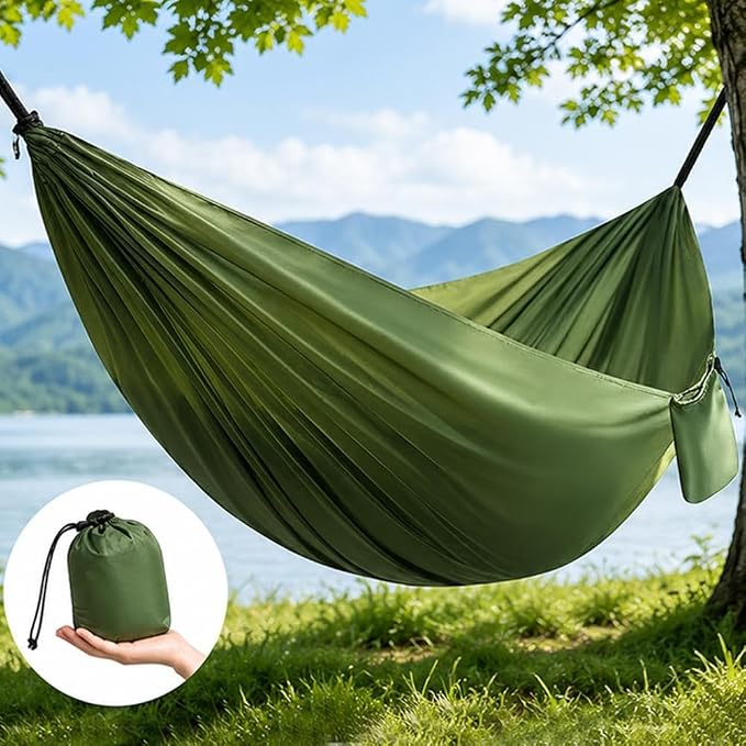 Camping Hammock Lightweight, Portable Hammocks Parachute Hammock with Two Tree Straps,Portable Hammocks with Tree Straps & Attached Carry Bag, Perfect for Outside Indoor Hiking Beach Backpack Travel