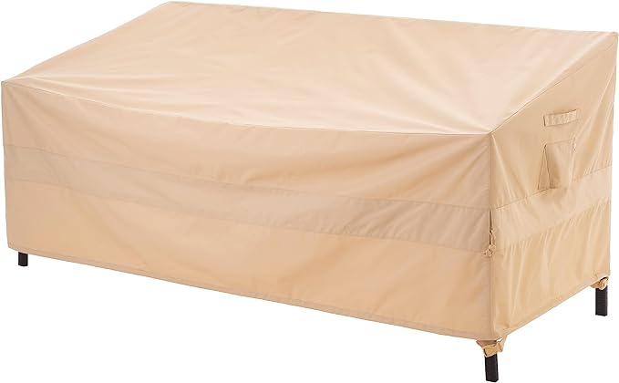 WJ-X3 Ripstop 3-Seater Outdoor Couch Cover, Heavy Duty Patio Sofa Cover,Waterproof & Wind Resistant,82W x 39D x 36H, Beige