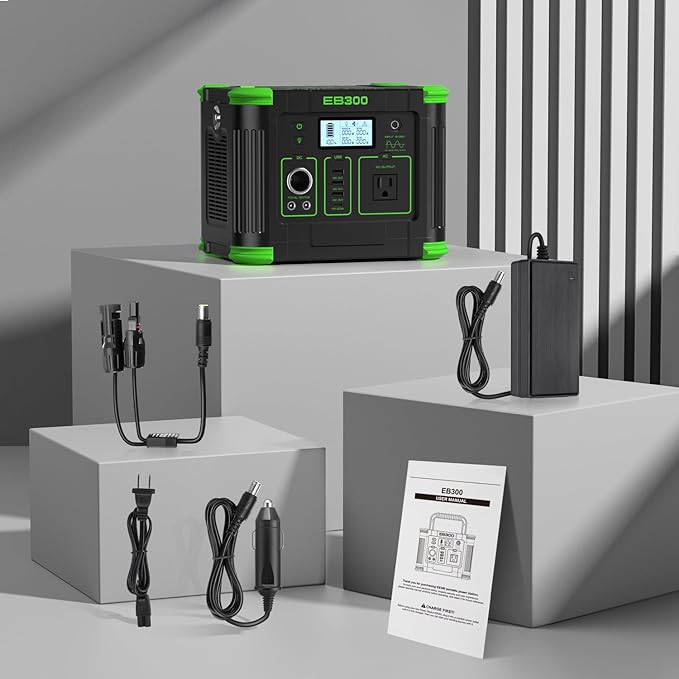 330W Portable Power Station, 288.6Wh Solar Generator with 60W USB-C PD Output, 120V Pure Sine Wave AC Outlet, 5W Wireless Charging, 330W Backup Lithium Battery for Outdoor Camping Travel Hunting
