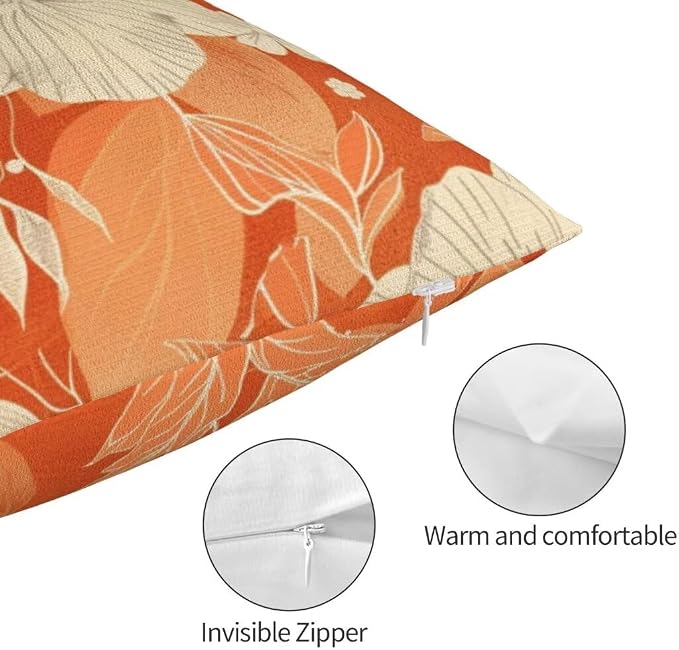Throw Pillow Covers 12x20 Inch Pillow Covers Set of 2 Couch Pillows for Living Room, White Throw Pillows, Soft Accent Pillows Rectangular Decorative Pillows for Bed Sofa Farmhouse Decor, Orange J215