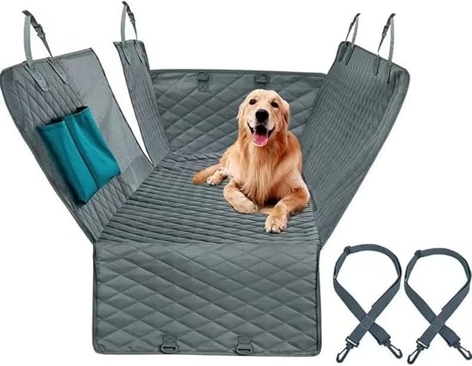 Dog Car Seat Cover for Lexus RX(6seats) 2020 2021 2022 2023, Foldable Back Seat Extender, Hair-Resistant, Anti-Scratch, Travel Hammock Bed with Mesh Window Storage Accessories,Grey