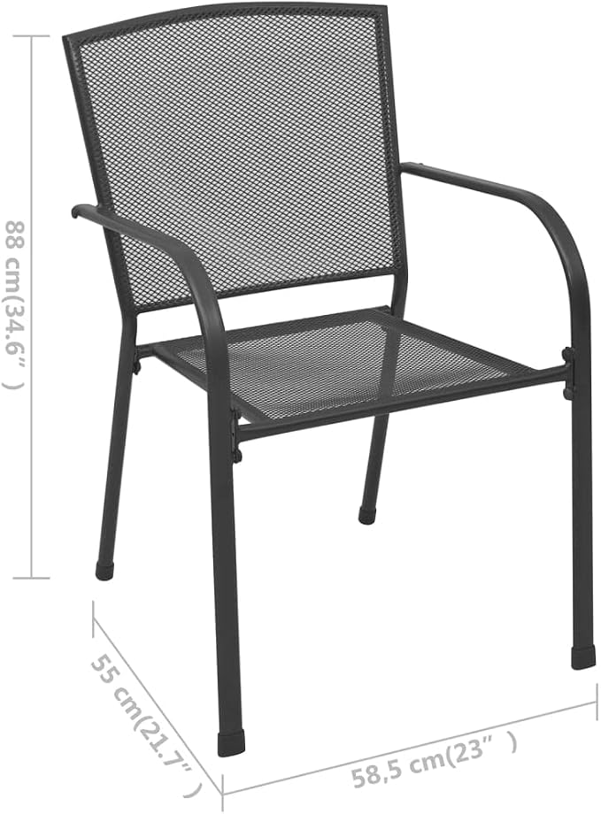 5 Piece Patio Dining Set, Metal Bistro Table and Chairs for Backyard Balcony, Powder Coated Steel Garden Furniture Set with 31.5 Inch Square Table, Anthracite