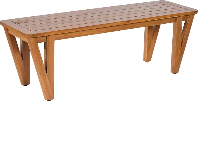 Christopher Knight Home Cove Acacia Wood Outdoor Dining Set for 2, Patio Dining Table with Bench, 2 Piece Outdoor Dining Table Set, Teak
