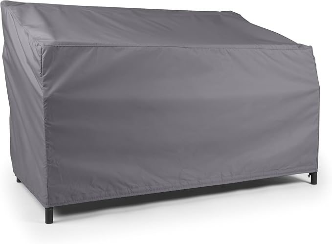 Covermates Elite Outdoor Patio Sofa Cover – Water-Resistant 300D Polyester, Double-Stitched Seams, Elastic Hem, Auto-Locking Drawcord & Mesh Vent for Moderate Weather, 76W x 36D x 36H, Charcoal