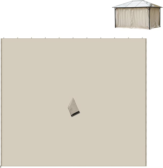 Outsunny 10' x 10' Universal Gazebo Sidewall Set with Panels, Hooks and C-Rings Included for Pergolas and Cabanas, Beige
