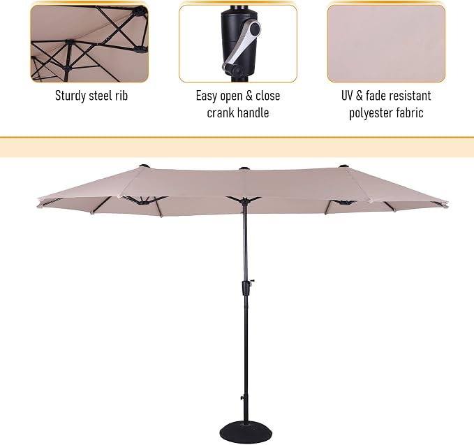 Sophia & William Patio Dining Set for 6 Patio Furniture Set 8 Pieces with 13ft Double-Sided Patio Umbrella Beige, 6 x Aluminum Patio Dining Chairs, 1 Patio Dining Table for Lawn Garden Backyard
