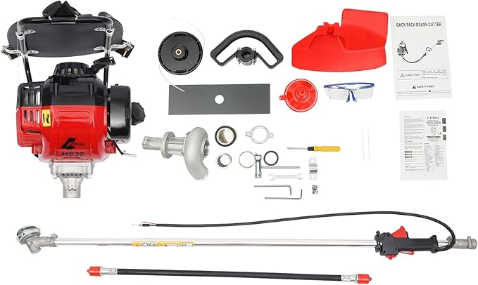 Brush Cutter, 4-Stroke 31CC 750W Backpack Gas Lawn Edger Single Cylinder Air Cooled Weed Wacker Multifunction Weed Eater Aluminum Gas Powered Weed Trimmer Garden Trimmer w/0.172 Gal Fuel Tank Capacity