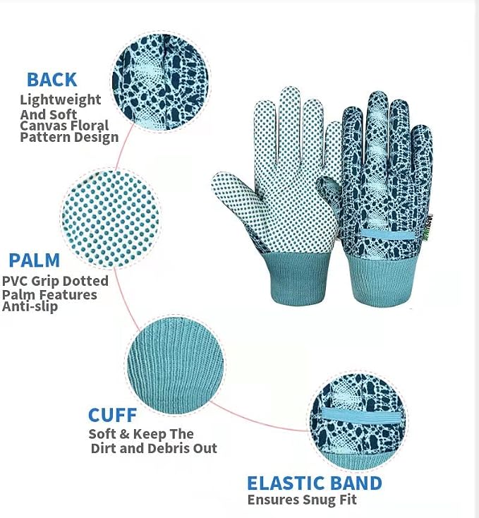 Cute Pattern Gardening Gloves,Thornproof Garden Glove,Gardener Gift | Gardening Gifts for Women,Touchscreen,Tender Thornproof,Cute Pattern,Protection Palm,Machine Washable,Adjustable Cuff