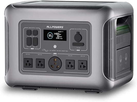 ALLPOWERS R2500 V2 Portable Power Station 2500W (Peak 5000W) Solar Generator, 1920Wh LiFePO4 Battery, Ultra-Fast 0-80% Charging in 1 Hour for Home Backup, Power Outages, Outdoor Camping, and RVs