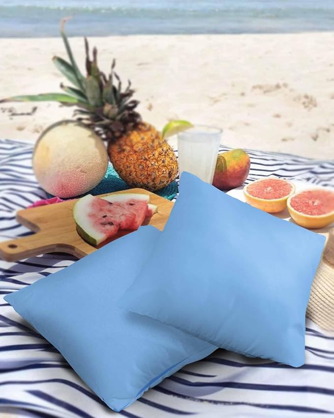 Outdoor Waterproof Throw Pillow Covers Set of 2 SkyBlue Pattern Pillowcases 20x20 Inches Pure Colour Patio Decorative Pillows Cushion Case Patio Pillows for Couch Bed Chair Garden