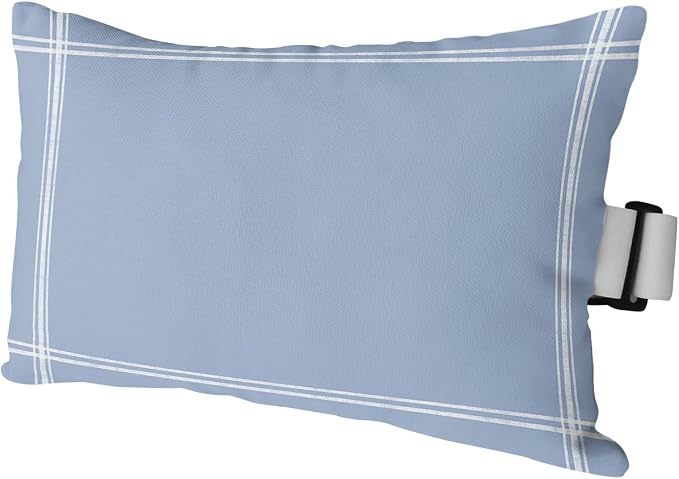 T&H XHome Outdoor Pillow for Chaise Lounge Chair, Solid Color Light Blue Waterproof Headrest Pillow Lumbar Pillows with Insert & Adjustable Elastic Strap for Beach, Poolside, Patio, Office (1 Pack)