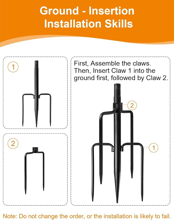 8 Pack String Light Poles for Outside with Ground Stakes and Fence Clips | Adjustable 7-section metal patio light poles for string lights and lanterns; for garden, patio, backyard and outdoor decor.