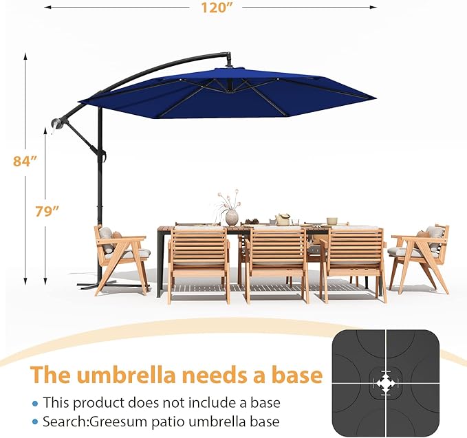 Greesum 9FT Patio Umbrella, Outdoor Table Umbrella with Push Button Tilt, Crank and 8 Sturdy Ribs for Garden, Lawn, Backyard & Pool