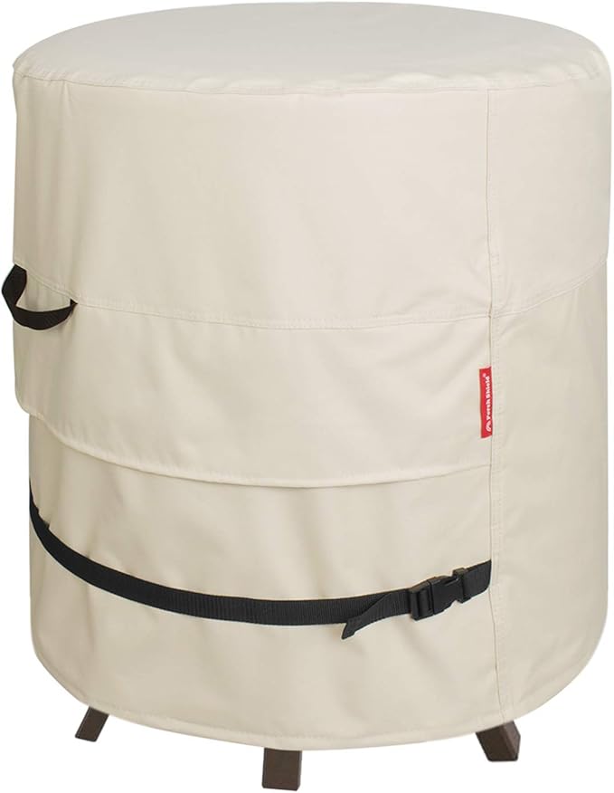 Porch Shield Patio Round Cooler Bar Table Cover - Waterproof Outdoor Ottoman Coffee Side Table Cover - 19.5D x 21H inch