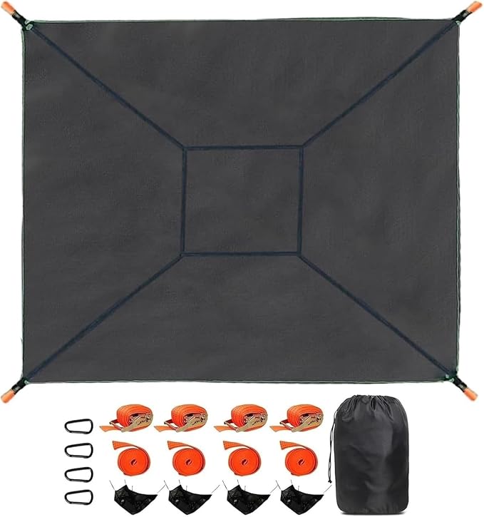 Camping Hammock， Multi Person Tree Hammock with 4 Ratchet Tie Down Straps & Net Pocket