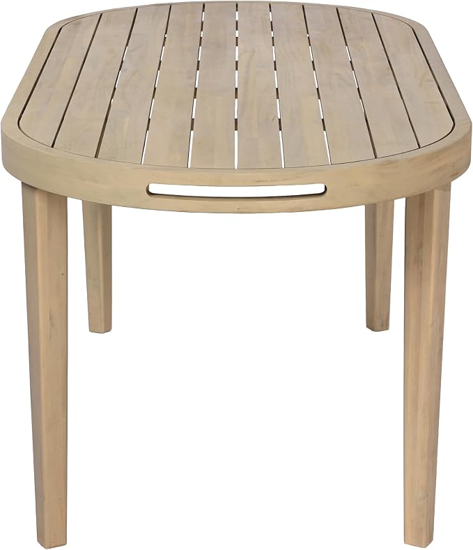 Christopher Knight Home Domac Acacia Wood Dining Table Set for 6, Solid Wood Outdoor Dining Set for 6, Oval Patio Dining Table and Chair Set with Cushion & Rope Accent, Cream Beige+Grey+Light Teak