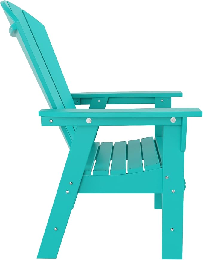 WestinTrends Malibu 5 Piece Adirondack Patio Dining Set, All Weather Poly Lumber Outdoor Table and Chairs Furniture Set, 47" Trestle Round Dining Table and 4 Adirondack Dining Chair, Turquoise