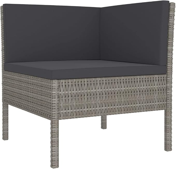 6 Piece Patio Lounge Set with Cushions,Patio Sofa,Outdoor Daybed,Outdoor Furniture Sets,Patio Seating,Patio Conversation Sets,Modern Set,Patio Furniture Set,Front Porch Furniture, Poly Rattan Gray