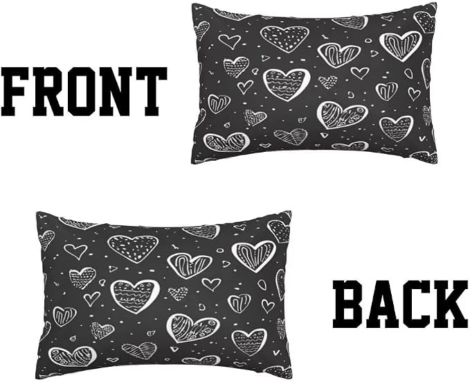 Outdoor Pillows Waterproof Set of 2 Outdoor Pillow Covers 16x24 Inch, Black Throw Pillows Heart Pillow Covers, Summer Garden Decorative Pillows Outdoor Pillows for Patio Furniture Car Home Decor-hs282
