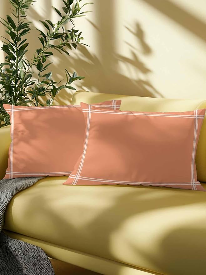 Vandarllin Waterproof Outdoor Pillow Set of 2 Solid Color Decorative Throw Pillows Cover & Insert 20x12 Inch Lumbar Pillowcase Orange Pillows for Couch Sofa Bed Patio Furniture Indoor Outdoor