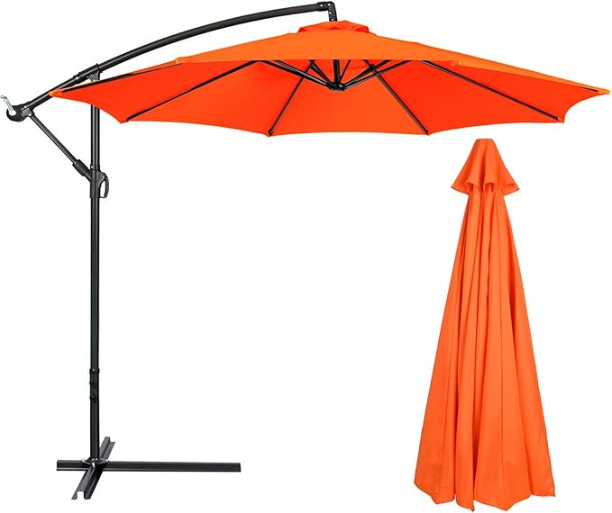 belupai 10ft Patio Umbrella Replacement Canopy, 6 Ribs Canopy Replacement Water Resistant Patio Canopy Outdoor Table Market Yard Umbrella Top Outdoor Umbrella Canopy for 56-58in Ribs (Canopy Only)(Orange, 6 Ribts)