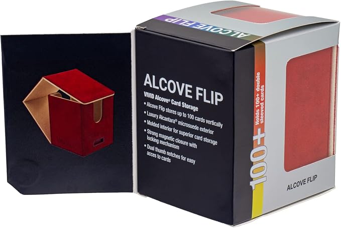 Ultra Pro - Vivid Alcove Flip Deck Box (Red) - Protect and Store up to 100 Double Sleeves Standard Size Cards, Perfect for Sports Cards, Gaming Cards & Collectible Trading Cards