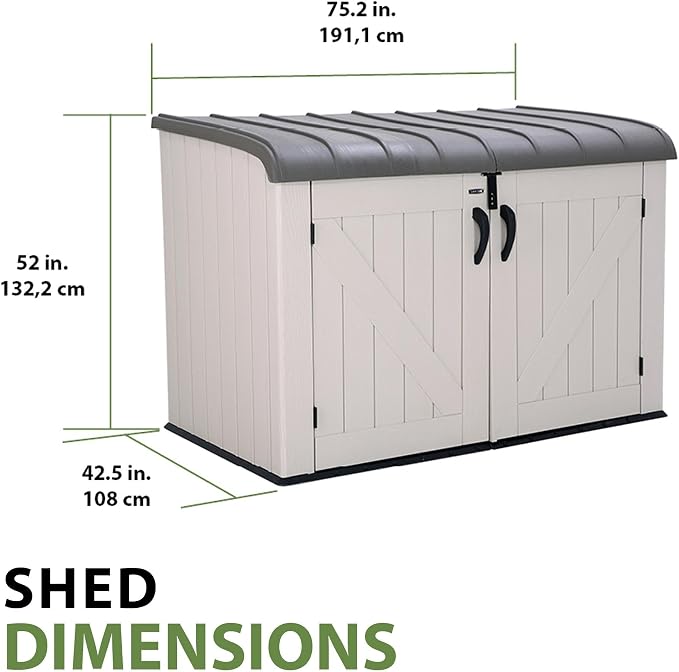 LIFETIME Large Horizontal Outdoor Deck Storage Box, Lockable Spring-Hinge Lid, 561 Gallon Capacity