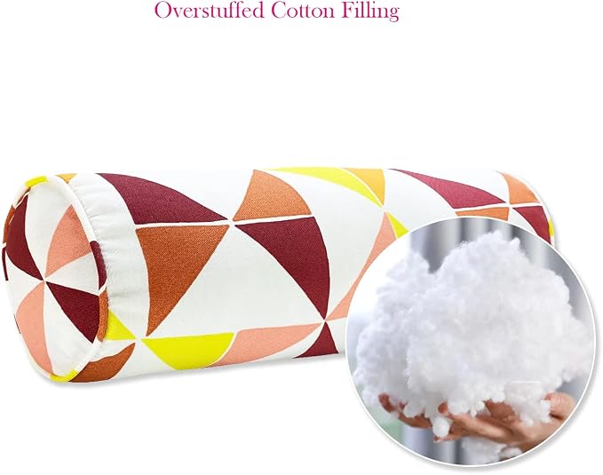 Outdoor Waterproof Decorative Bolster Pillows with Inserts for Patio Furniture, 20x6 Inch Fade Resistant Patio Garden Neck Roll Cushions for Couch Bed Sofa, Triangular Multi