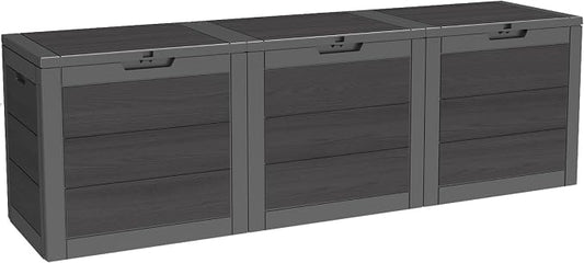 35 Gallon Outdoor Storage Box, Waterproof Deck Box with Lockable Lid & Heavy-Duty Base, All-Weather Nylon Patio Furniture Cover for Pool Toys, Cushions, Multi-Purpose Outdoor Use