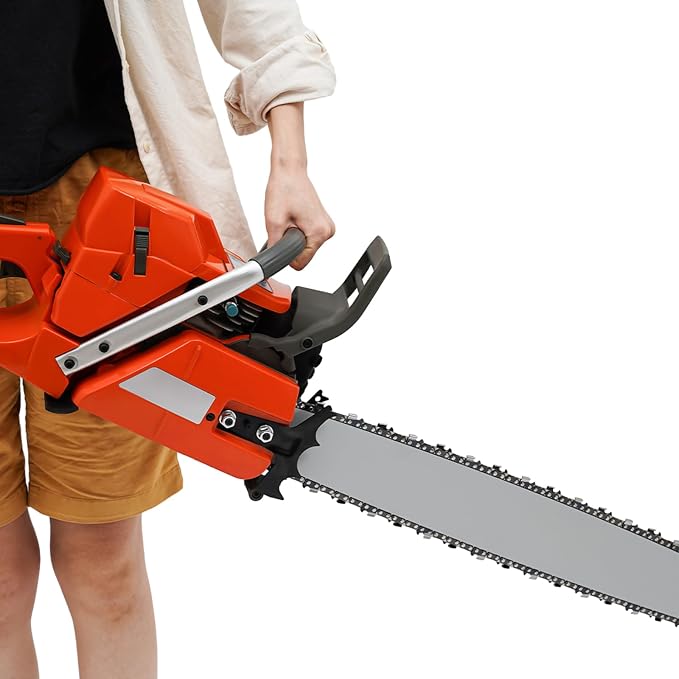 28Inch Gas Powered Chainsaw, 2-Stroke 71CC 3.9KW Handheld Cordless Gas Power Chain Saw with Air-cooled Petrol Saws Set for Wood Cutting, Garden Pruning, Forest Logging, 10000RPM