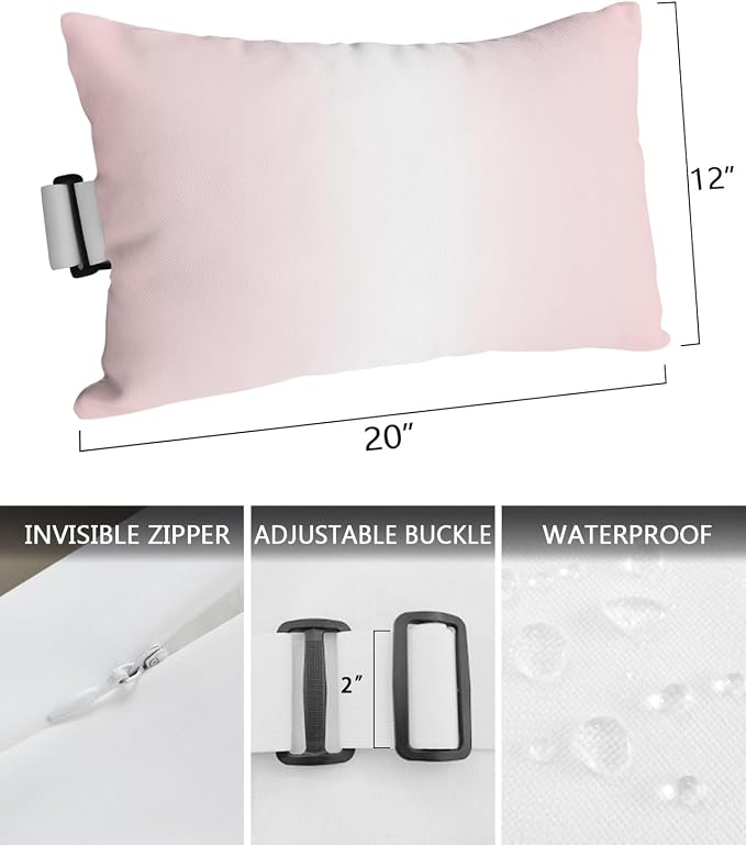 Pack of 4 Outdoor Lumbar Pillow Covers 12x20 Inch, Pink Ombre Waterproof Throw Pillow Covers Set, Aesthetics Modern Abstract Art Gradient Indoor&Outdoor Decorative Cushion Cases for Patio Porch Car