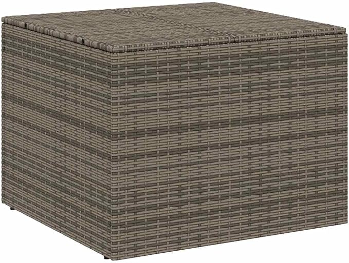 76.9 Gal Gray Poly Rattan Garden Storage Box with Water-Proof Bag and Powder-Coated Steel Frame for Patio Cushions and Blankets