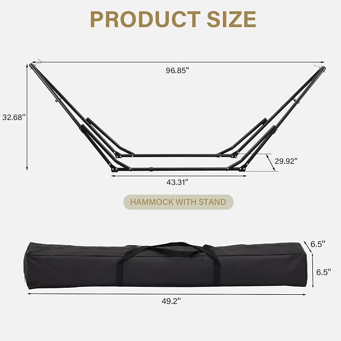 2 in 1 Hammock with Stand, Outdoor Hammock Swing Chair with Portable Heavy Duty Stand, Multi-Functional Hammock Stand 480 lbs Weight Capacit-White