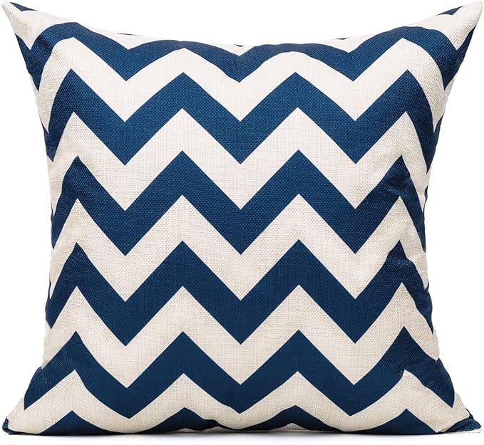 All Smiles Outdoor Waterproof Throw Pillow Covers 18X18 Set of 4,Navy Decorative Cushion Covers Boho Decorations Outside for Patio Furniture Porch Seat Chair Couch Sofa Living Room Geometric
