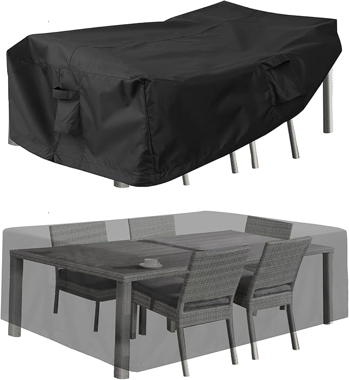 PureFit Patio Furniture Covers, Outdoor Table Furniture Cover Waterproof Rectangle, Patio Sectional Couch Set Cover for Deck, Lawn and Backyard, UV Resistant, 74"L x 47"W x 28"H, Black