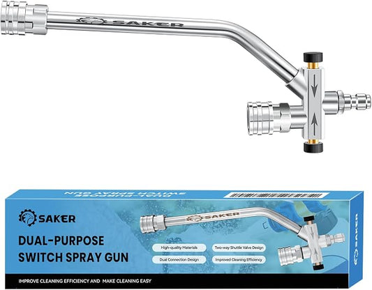 Saker Foam Cannon Dual Connector Accessory, Dual-Purpose Switch Spray Gun,Foam Cannon for Pressure Washer for Car Washing and Cleaning