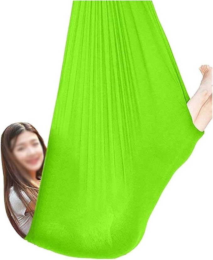 Physical Sensory Swing Chair for Bedroom，Breathable Snuggle Hammock Set Indoor Outdoor Kids Toys Play for Autism ADHD Vestibular System Exercise (Color : Fruit Green, Size : 150x280cm/59x110in)